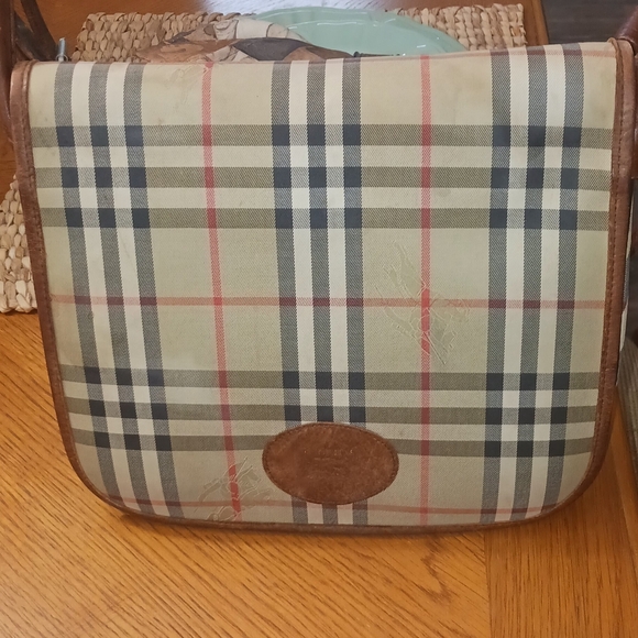 Burberry Vintage Haymarket Canvas and Leather Trimmed Brown Crossbody Make Offer - Picture 11 of 16